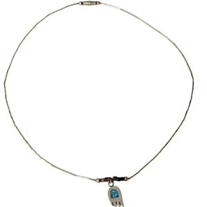 ZUNI TURQUOISE Heishi Beaded Sterling Silver Paw Necklace